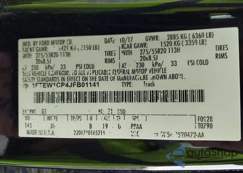 2018 Ford F-150 Xl from USA, damaged, VIN 1FTEW1CP4JFB01141